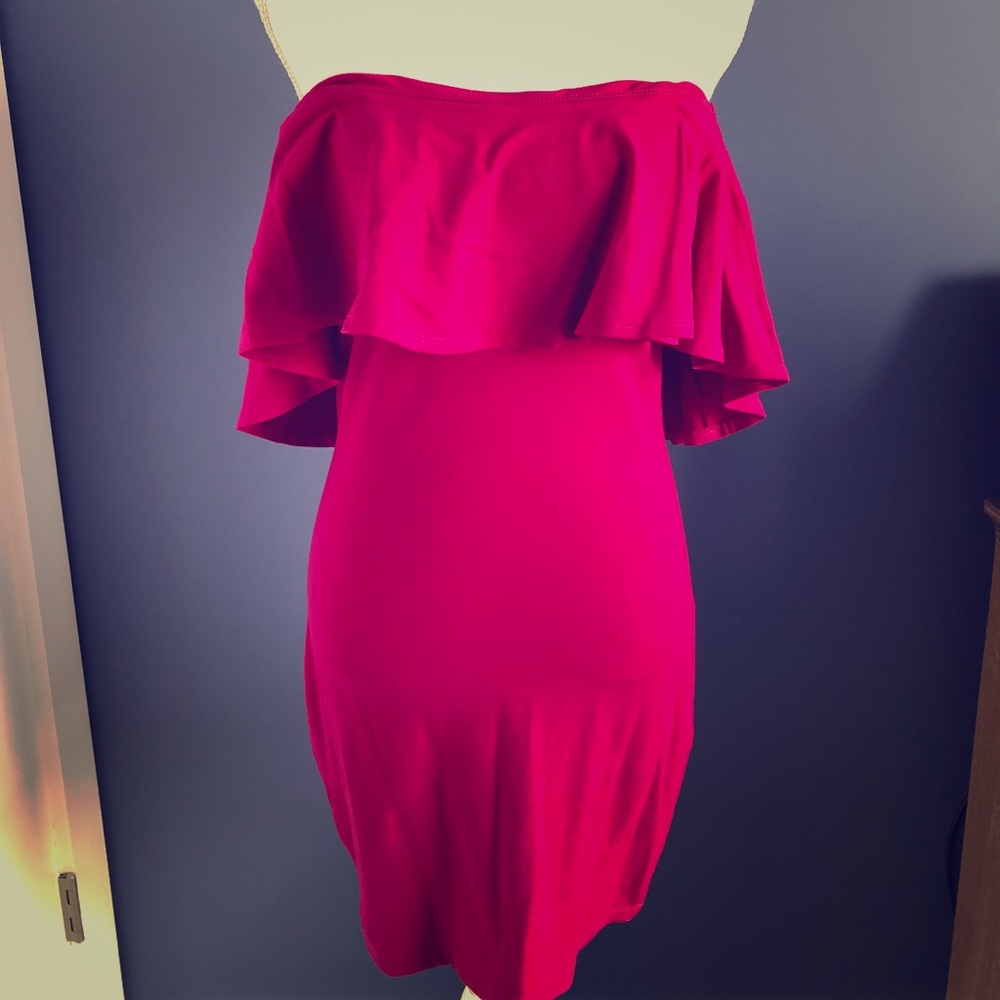 Susana Monaco ruffled off shoulder mini dress